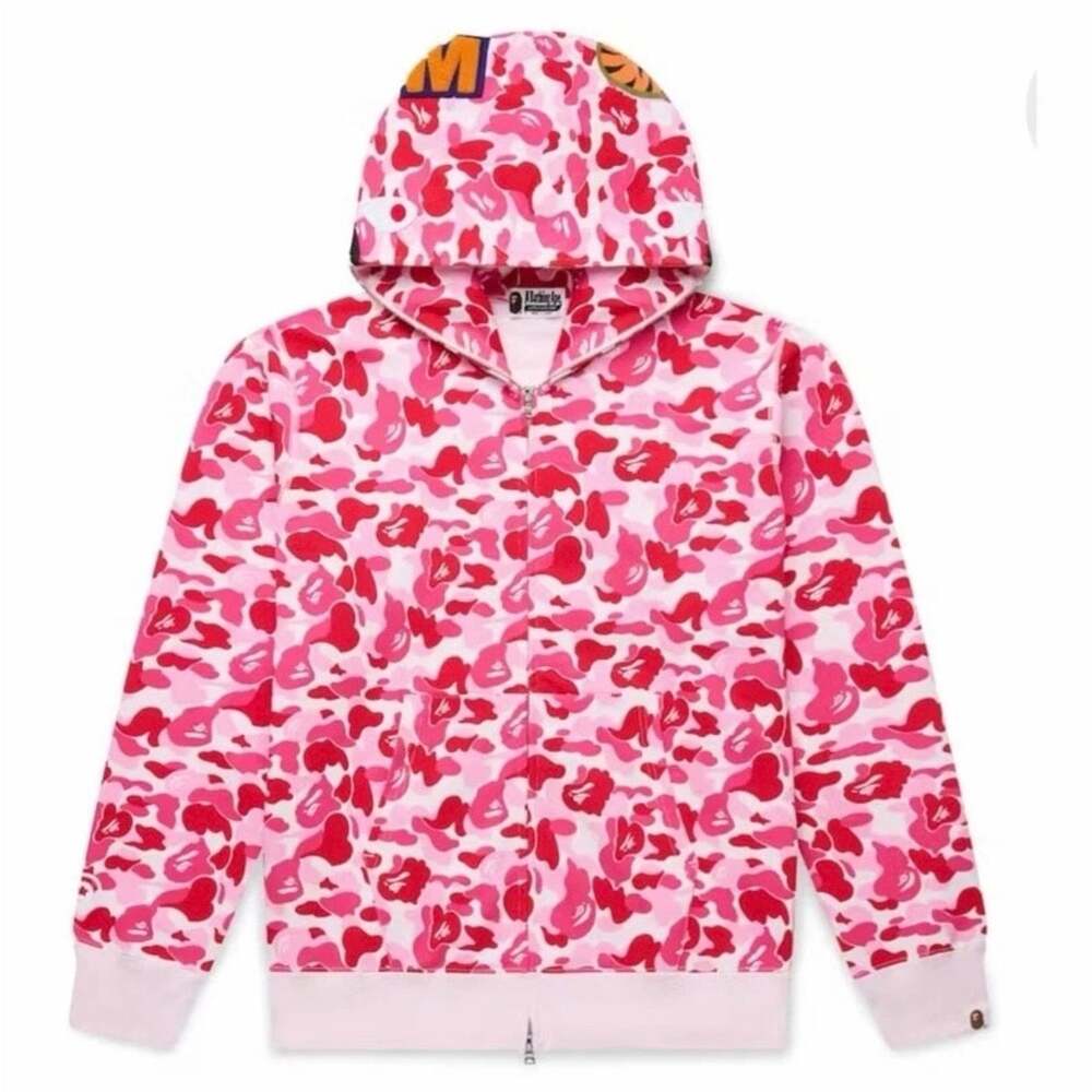BAPE ABC Camo Shark Full Zip Hoodie Pink Camo Zip-Up Sweatshirt Womenโs XL Japan